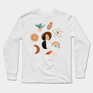 Boho trendy sticker pack Long Sleeve T-Shirt